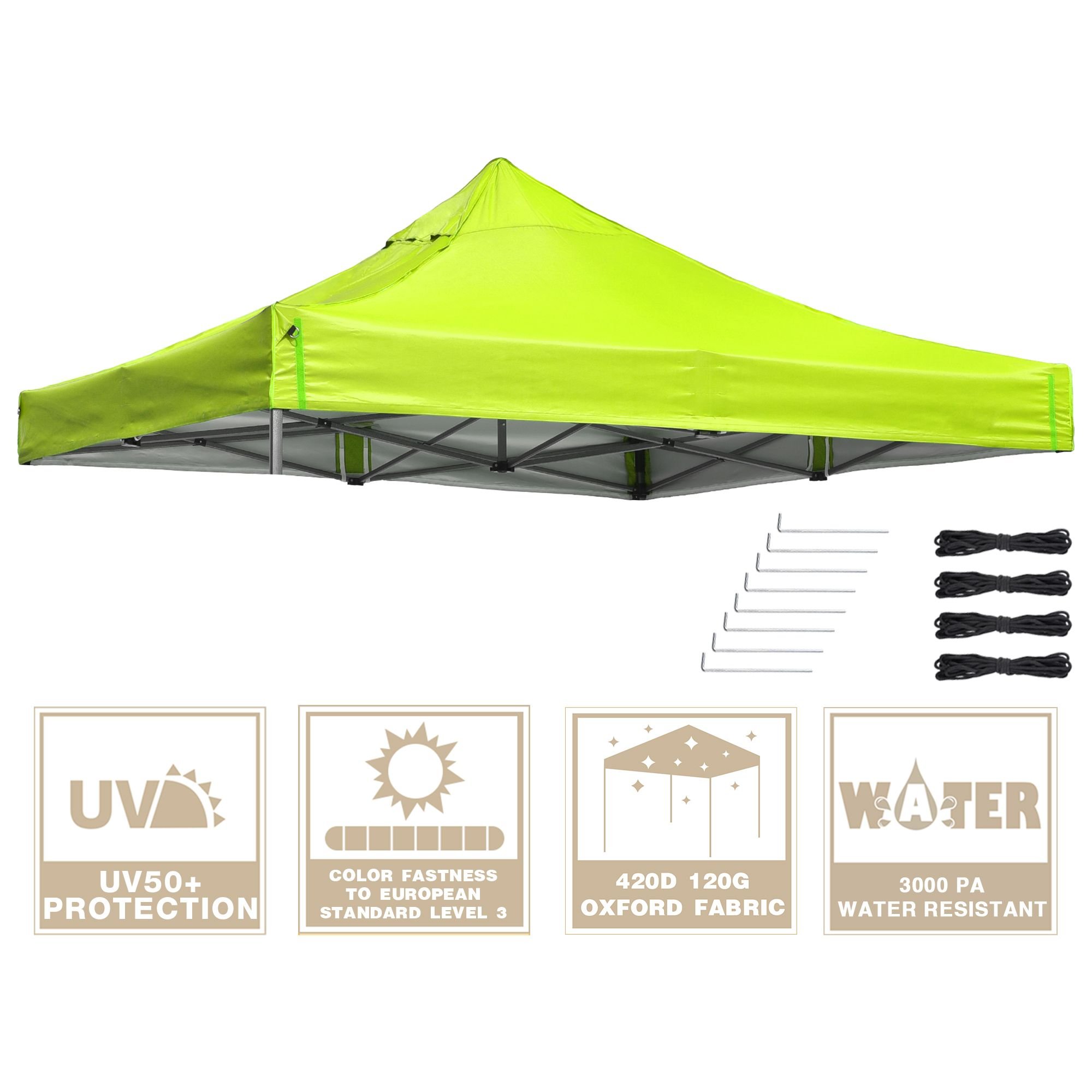 9.6ft*9.6ft EZ Canopy Gazebo Top Replacement Green Glow 9.6ft*9.6ft EZ Canopy Gazebo Top Replacement Green Glow