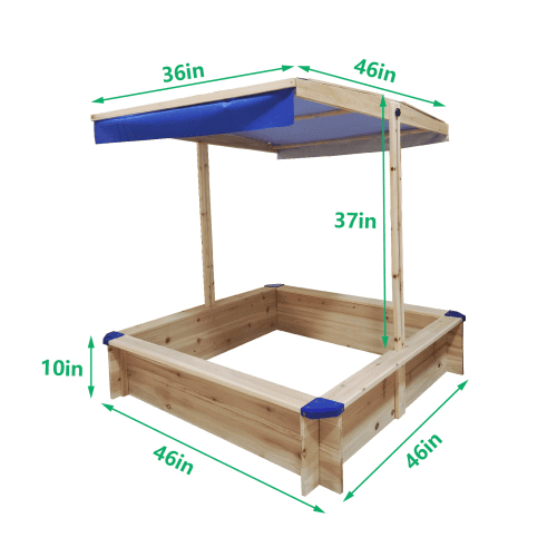 Sandpit Kids Wooden Playset Outdoor Backyard With Cover - Retractable Sandpit Kids Wooden Playset Outdoor Backyard With Cover - Retractable